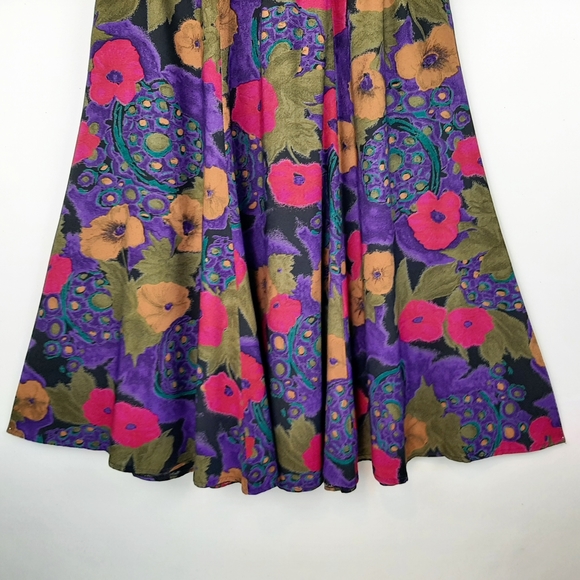 VTG Rebecca Stessens California Abstract Floral Midi Skirt Size Medium USA Made - Picture 6 of 12